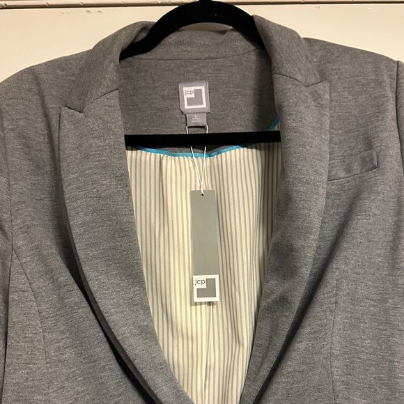 JCP Striped Cuff Boyfriend Blazer in Charcoal Grey (L) #BusinessCasual - Picture 4 of 10